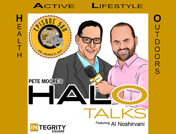 Title slide with the words "Halo Talks featuring Al Noshirvani"